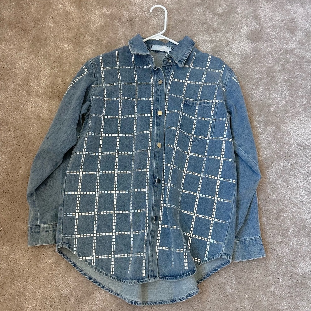 Blue Checkered Denim ShirtJacket